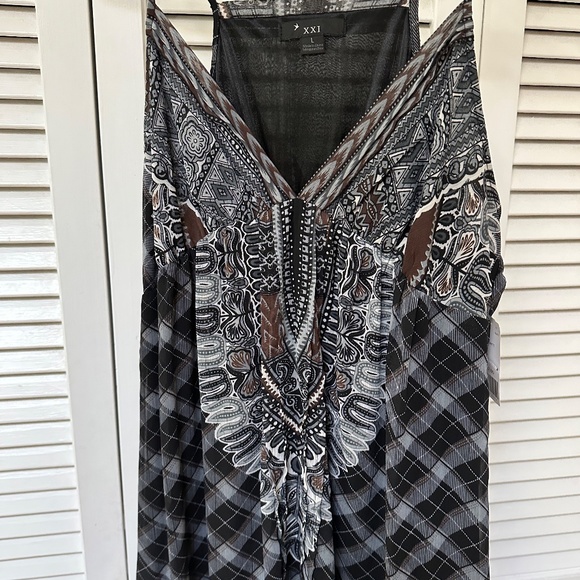 Forever 21 Dress Tartan Plaid Tribal Print Sleeveless Large NWT - Picture 4 of 17